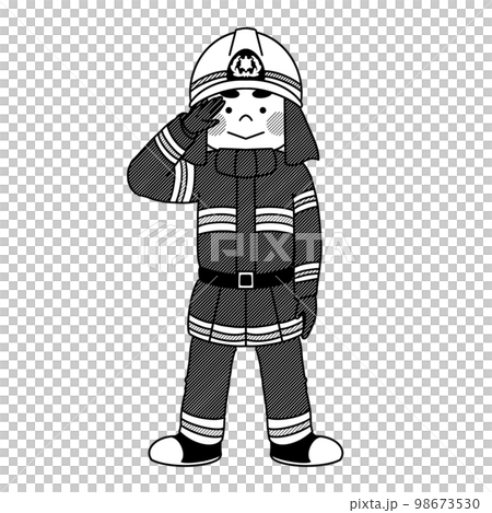 穿著防火服的消防員向單色致敬 98673530