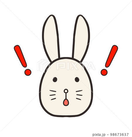 あしうさぎ　叫び　抽象的な顔のイラスト　ハンドメイド うさぎ（ダッチ）が顔を出しているイラストイラスト - No: 23099427