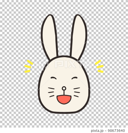 喜ぶデフォルメ白うさぎの顔 98673640