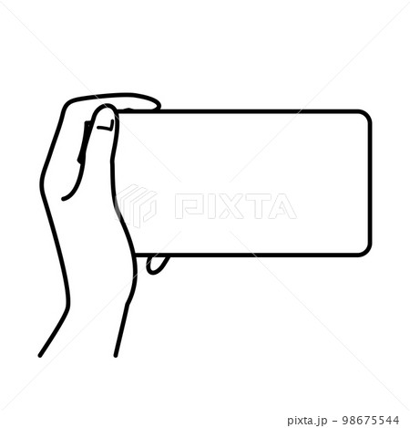 手 スマホを持つ 白黒 手 スマホを持つ 白黒 98675544