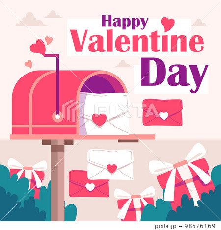 Valentine's day scene design of romantic post box background. Happy anniversary background 98676169