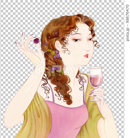 Taisho Roman Showa Retro Woman with a glass of white wine Taisho Roman Showa Retro Woman with a glass of white wine 98676470