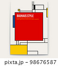 Neoplasticism, Bauhaus retro pattern. Piet Mondrian style. Cover design. Poster vector template 98676587