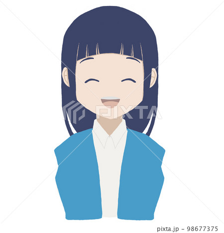 人物 シンプル 笑顔のロングヘアの女性 98677375
