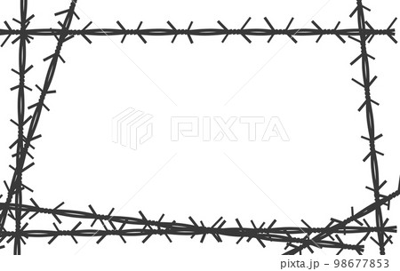 立入禁止で設置する鉄製の有刺鉄線 98677853
