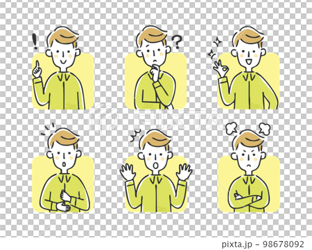 Male facial expression set upper body 98678092