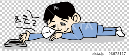 携帯電話をいじりながら寝落ちした人 携帯電話をいじりながら寝落ちした人 98678117