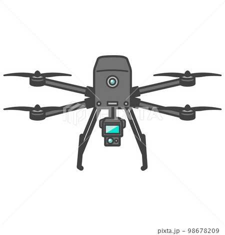大型・産業用ドローン・空撮カメラ・LIDAR測量空撮機器つき・着陸・停止状態 98678209