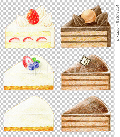 One-point set of 6 cakes with colored pencils 98678214