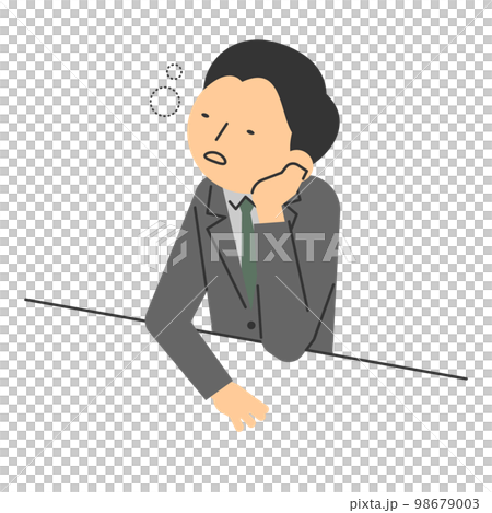 デスクでぼんやりするビジネス姿の男性 98679003