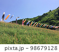 一列に並ぶ鯉のぼり 98679128