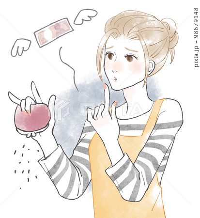 財布をひっくり返す金欠の女性 財布をひっくり返す金欠の女性 98679148