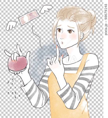 財布をひっくり返す金欠の女性 財布をひっくり返す金欠の女性 98679148