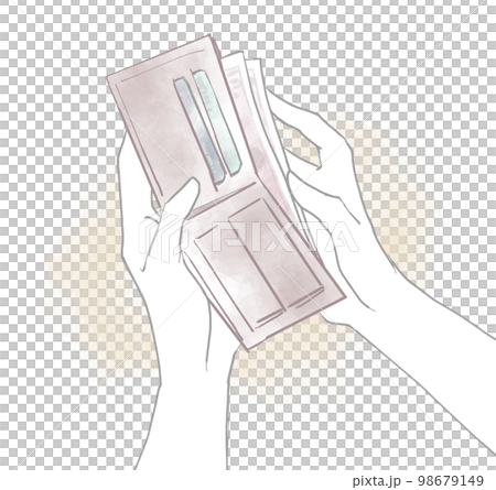 hand holding a bifold wallet 98679149