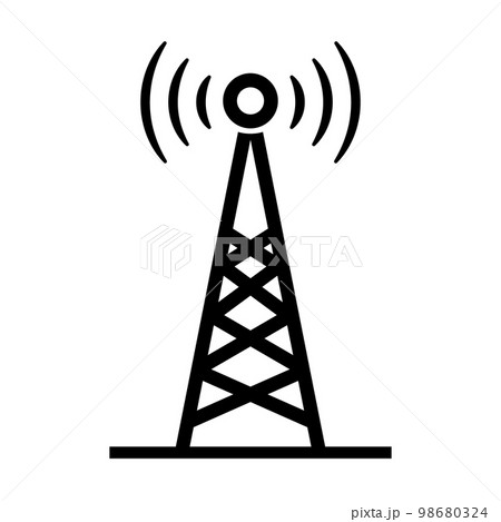 電波塔。テレビ局や携帯事業者の基地局。ベクター。 98680324