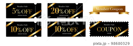 メンバーセールに使える黒と金のクーポンベクターアイコンセット メンバーセールに使える黒と金のクーポンベクターアイコンセット 98680329