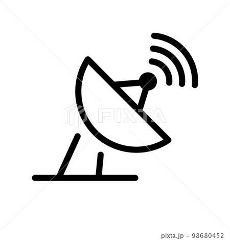 シンプルなパラボラアンテナと電波のアイコン。ベクター。 シンプルなパラボラアンテナと電波のアイコン。ベクター。 98680452