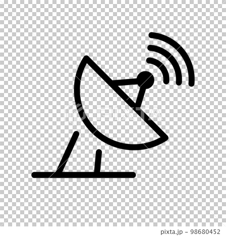 シンプルなパラボラアンテナと電波のアイコン。ベクター。 シンプルなパラボラアンテナと電波のアイコン。ベクター。 98680452
