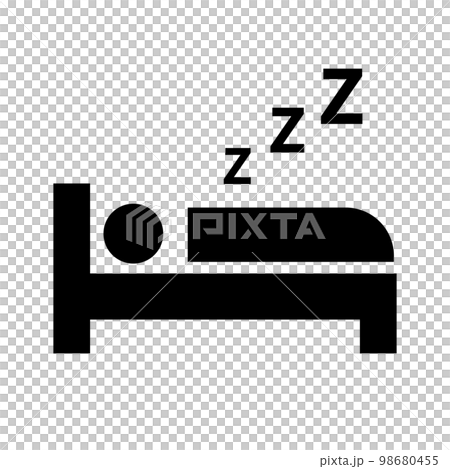 Sleeping person and bed with zzz silhouette icon. vector. Sleeping person and bed with zzz silhouette icon. vector. 98680455