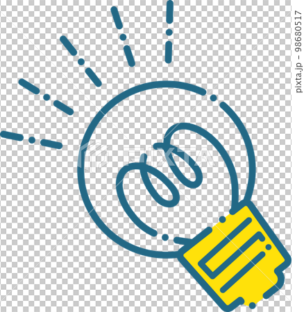 Light bulb electricity icon blue line yellow dashed line 98680517