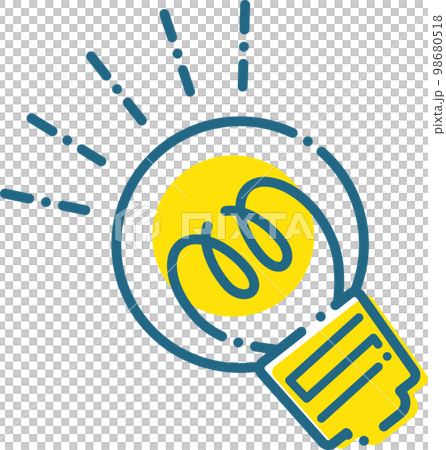 燈泡電圖標藍線黃色虛線 98680518