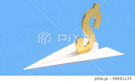 The gold dollar symbol on paper plane for business concept 3d rendering The gold dollar symbol on paper plane for business concept 3d rendering 98681134