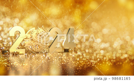 The gold Chinese money and dragon zodiac for 2024 year 3d rendering 98681165