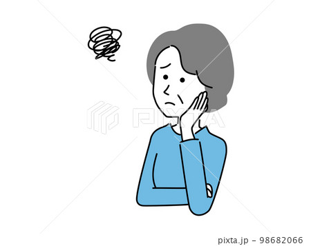 困った表情のシニア、中年女性のイラスト 98682066
