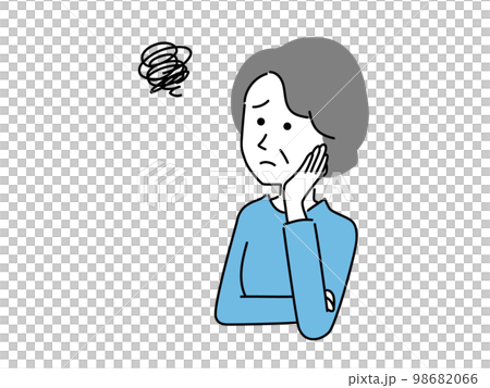 困った表情のシニア、中年女性のイラスト 98682066