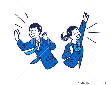 ガッツポーズをして応援する制服の学生 ガッツポーズをして応援する制服の学生 98682719