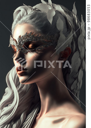 Goddess Fortuna, side view, bust shot 98683053