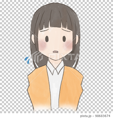人，手繪風格，長發女人，臉上有問題 98683674