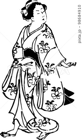 気取って歩く女性 98684910