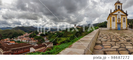 Nossa Senhora das Merces and Sao Francisco de Paula ancient churches, in Ouro Preto, Minas Gerais, Brazil 98687272