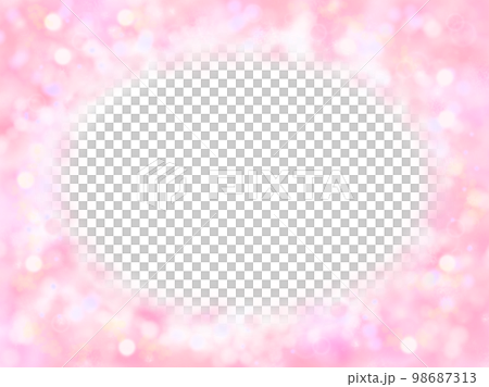 キラキラと光り輝くピンク色の丸いフレーム背景 キラキラと光り輝くピンク色の丸いフレーム背景 98687313