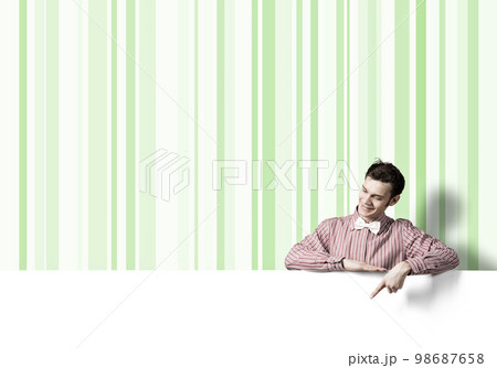 Cheerful man with banner 98687658