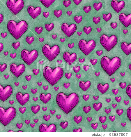 Hand drawn hearts Valentine seamless background 98687807