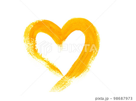 Hand Drawn Yellow Gouache Heart. Wedding, Valentine's Day Concept. 98687973