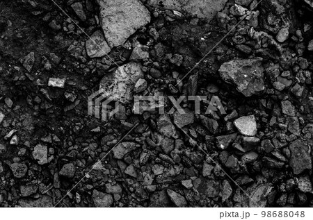 Black white rock texture. Gray stone background with copy space for design. Wide banner. Website header. 98688048
