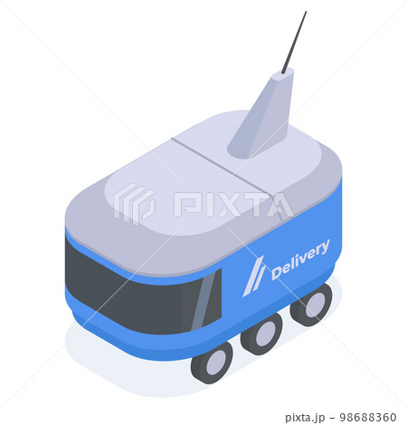 Isometric delivery robot. Express delivery courier robot, logistic service robot carrying parcels 3d vector illustration isolated on white background 98688360
