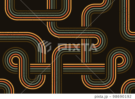 Abstract 1970s retro stripes poster. Vintage halftone, retro color texture pattern flat vector background illustration. Groovy retro 70s style cover Abstract 1970s retro stripes poster. Vintage halftone, retro color texture pattern flat vector background illustration. Groovy retro 70s style cover 98690192