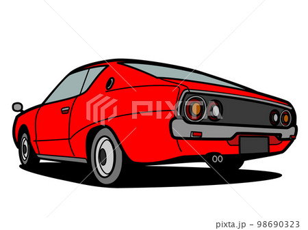 懐かしめ国産スポーツクーペ　リアビュー　赤色系　自動車イラスト 98690323