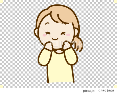 happy woman illustration material yellow clothes 98691606