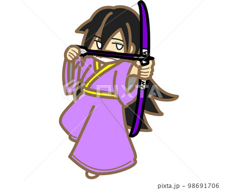 紫色の弓矢を構える女弓兵 紫色の弓矢を構える女弓兵 98691706