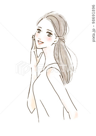 生き生きとした明るい笑顔のイラスト ポジティブな女性のイラスト素材 [98691896] - PIXTA