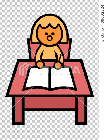 學習的女孩的插圖 學習的女孩的插圖 98692324