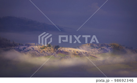 Morning view of the waking landscape 98692346