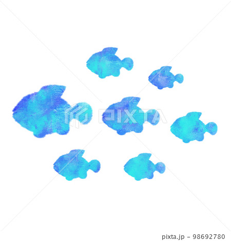 水彩タッチの海の生き物　魚群 98692780