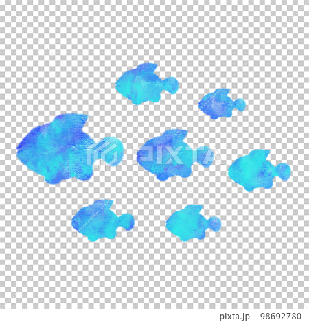 水彩タッチの海の生き物　魚群 98692780