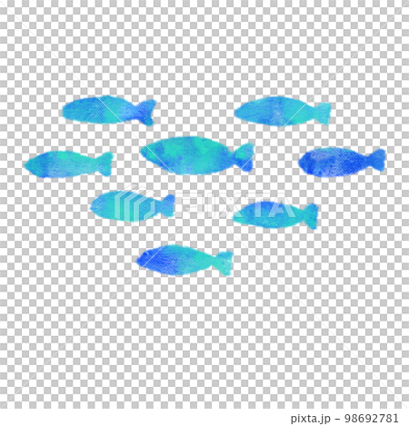 水彩タッチの海の生き物　魚群 98692781